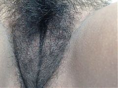 hairy Mexican shows pussy up close